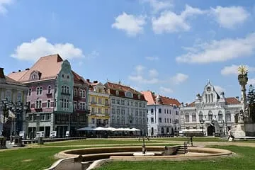 Vedere din Piața Unirii în Timișoara