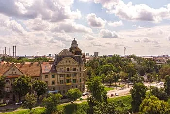 Vedere din Piața Unirii în Timișoara